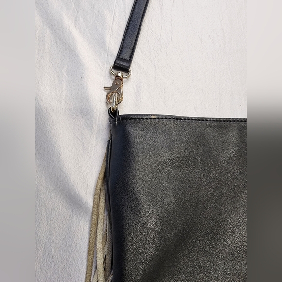 Urban Orginal Women's Brown/Black Leather Fringe  Animal Print Crossbody Bag - Picture 10 of 16